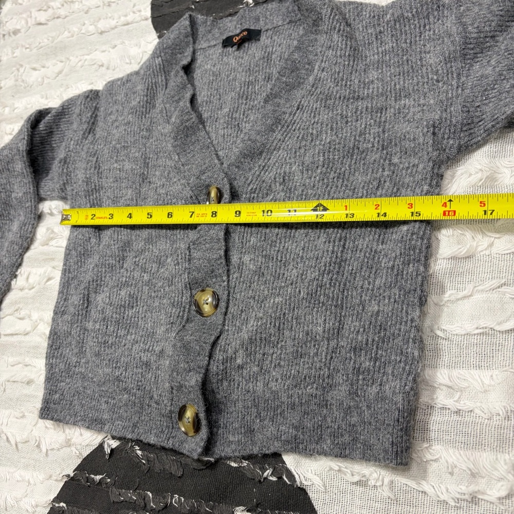 Quince Baby Alpaca-Wool Cropped Cardigan Charcoal Grey Sz S Classic Minimalist - Picture 8 of 11